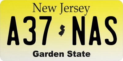 NJ license plate A37NAS
