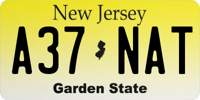 NJ license plate A37NAT