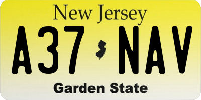 NJ license plate A37NAV