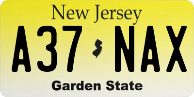 NJ license plate A37NAX