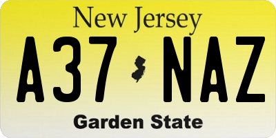 NJ license plate A37NAZ