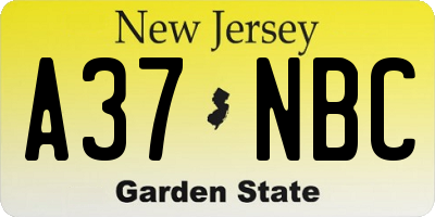 NJ license plate A37NBC