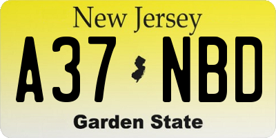 NJ license plate A37NBD