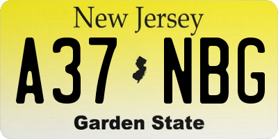 NJ license plate A37NBG