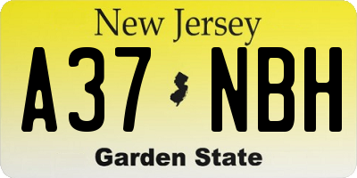 NJ license plate A37NBH