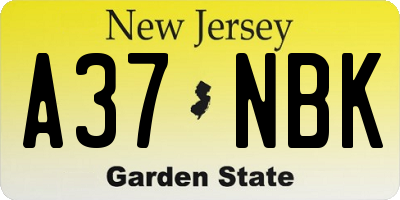 NJ license plate A37NBK