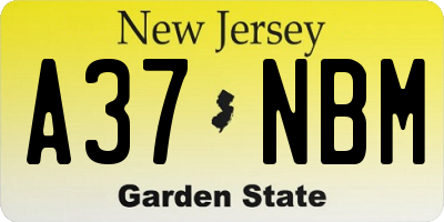 NJ license plate A37NBM
