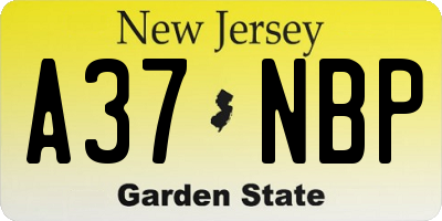 NJ license plate A37NBP