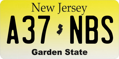 NJ license plate A37NBS