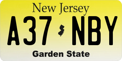 NJ license plate A37NBY