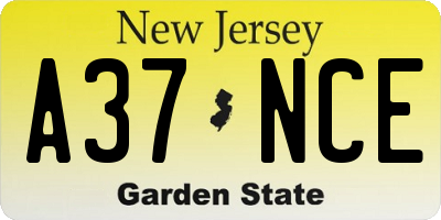 NJ license plate A37NCE