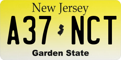 NJ license plate A37NCT