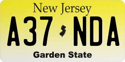 NJ license plate A37NDA
