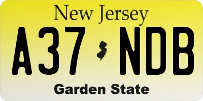 NJ license plate A37NDB