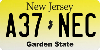 NJ license plate A37NEC