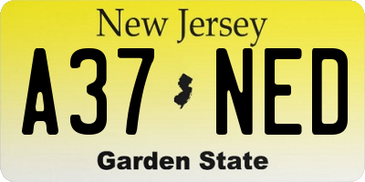 NJ license plate A37NED