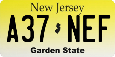 NJ license plate A37NEF