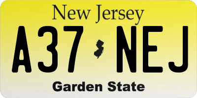 NJ license plate A37NEJ