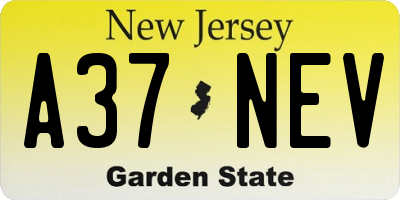 NJ license plate A37NEV