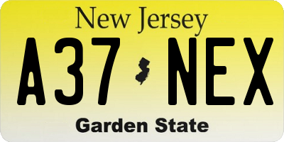 NJ license plate A37NEX