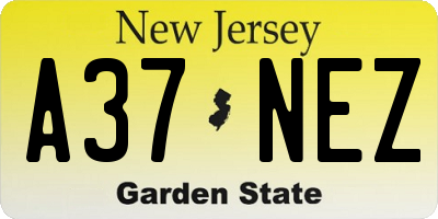 NJ license plate A37NEZ