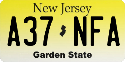 NJ license plate A37NFA