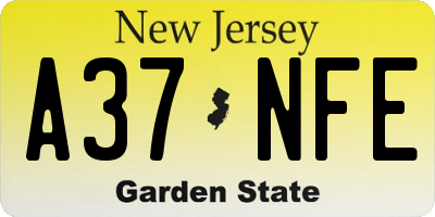 NJ license plate A37NFE