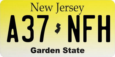 NJ license plate A37NFH