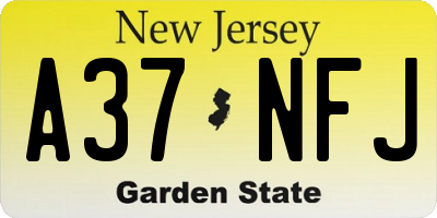 NJ license plate A37NFJ