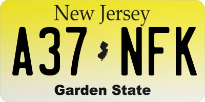 NJ license plate A37NFK