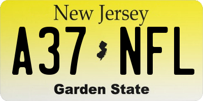 NJ license plate A37NFL