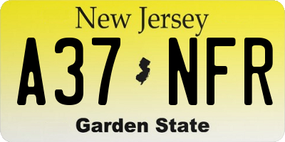 NJ license plate A37NFR