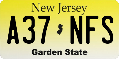 NJ license plate A37NFS