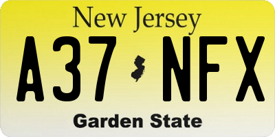 NJ license plate A37NFX
