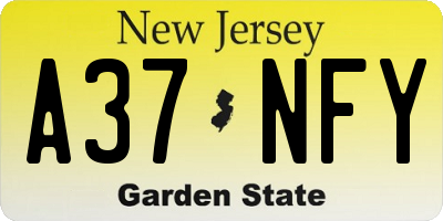 NJ license plate A37NFY