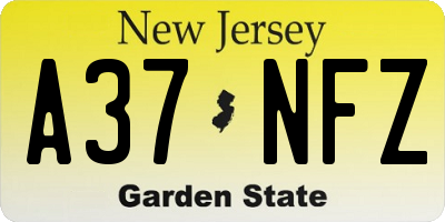 NJ license plate A37NFZ
