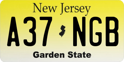 NJ license plate A37NGB