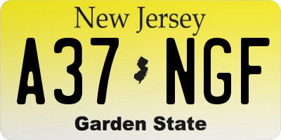 NJ license plate A37NGF