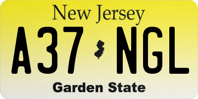 NJ license plate A37NGL
