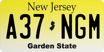 NJ license plate A37NGM