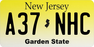 NJ license plate A37NHC