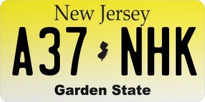 NJ license plate A37NHK