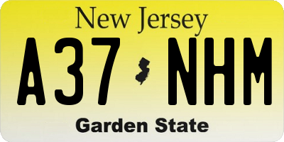 NJ license plate A37NHM