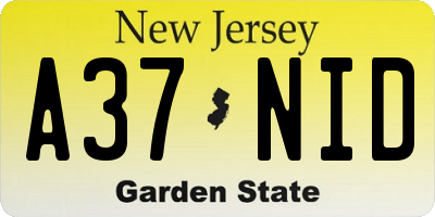 NJ license plate A37NID