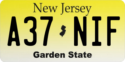 NJ license plate A37NIF