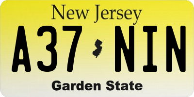 NJ license plate A37NIN