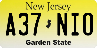 NJ license plate A37NIO