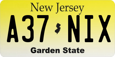NJ license plate A37NIX