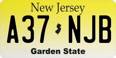 NJ license plate A37NJB