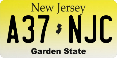 NJ license plate A37NJC